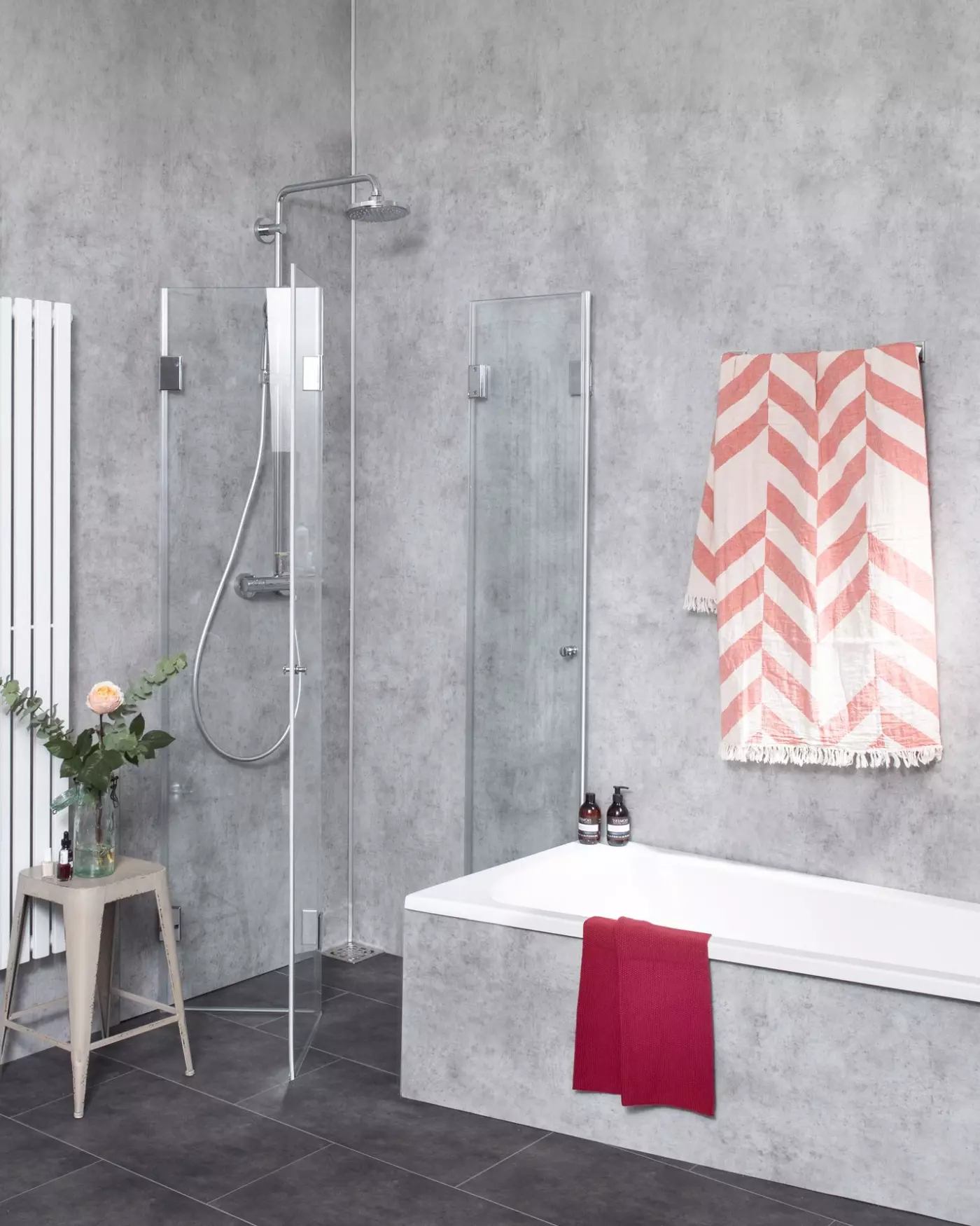 Eck-Falt-Dusche mit 2 Falt-Türen verkürzte Höhe 173 cm