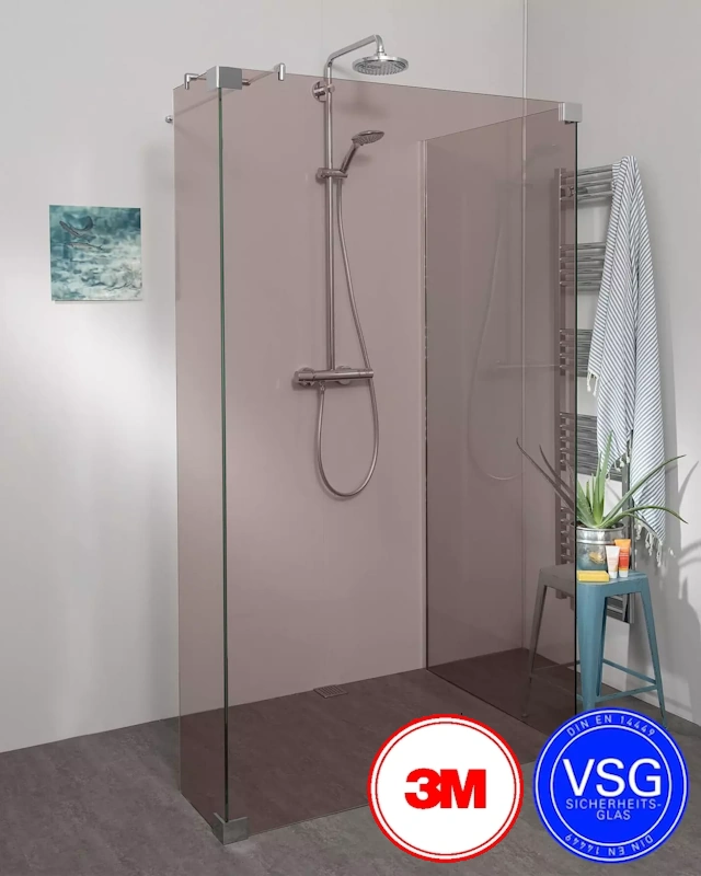 VSG Walk In Dusche zum Kleben nach Maß U Form mit Wandprofil