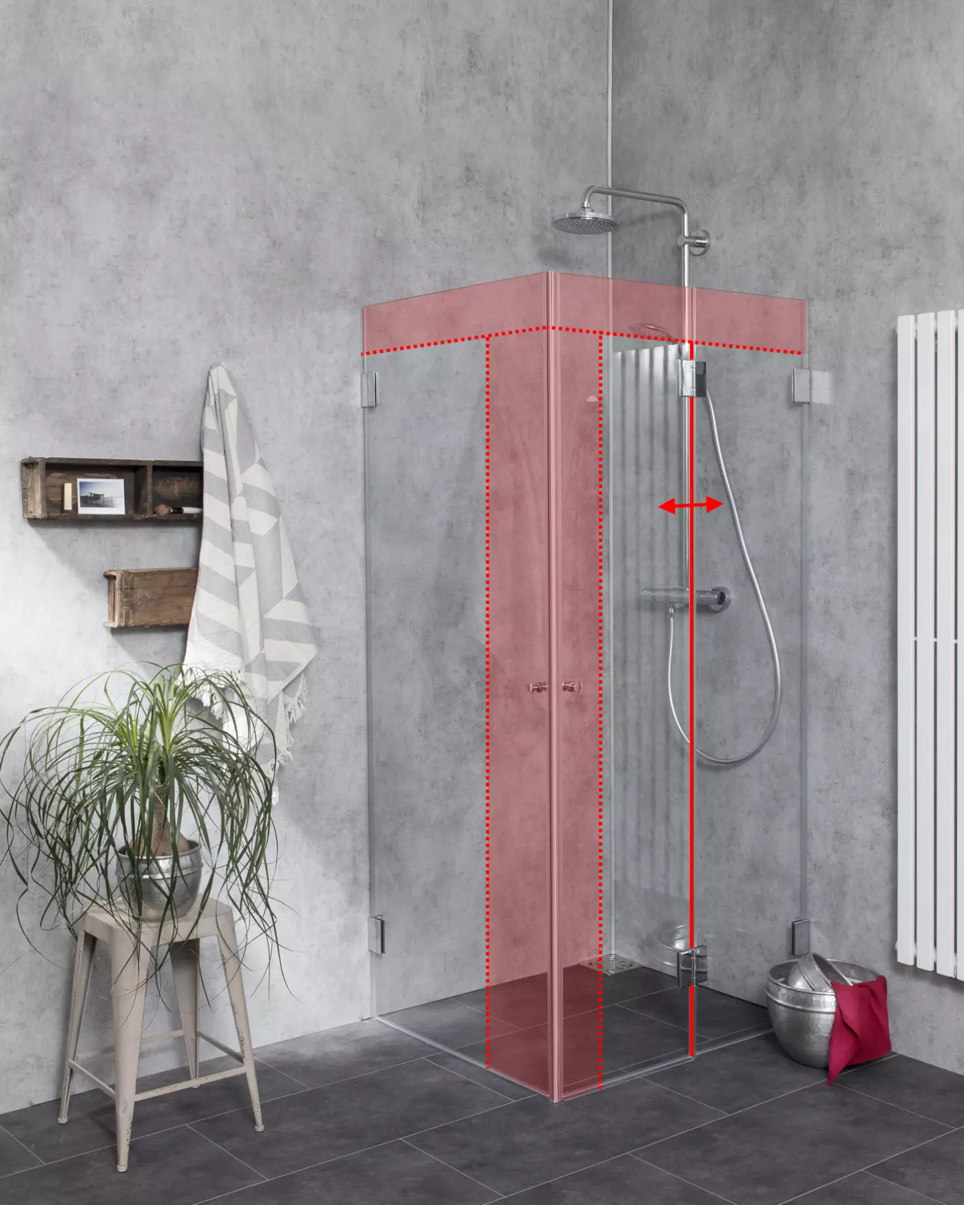 Dusche nach Maß Falttür + Innentür