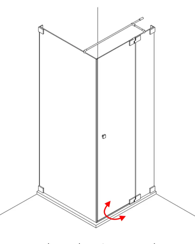 Eck Duschkabine Pendeltür groß & Festwand