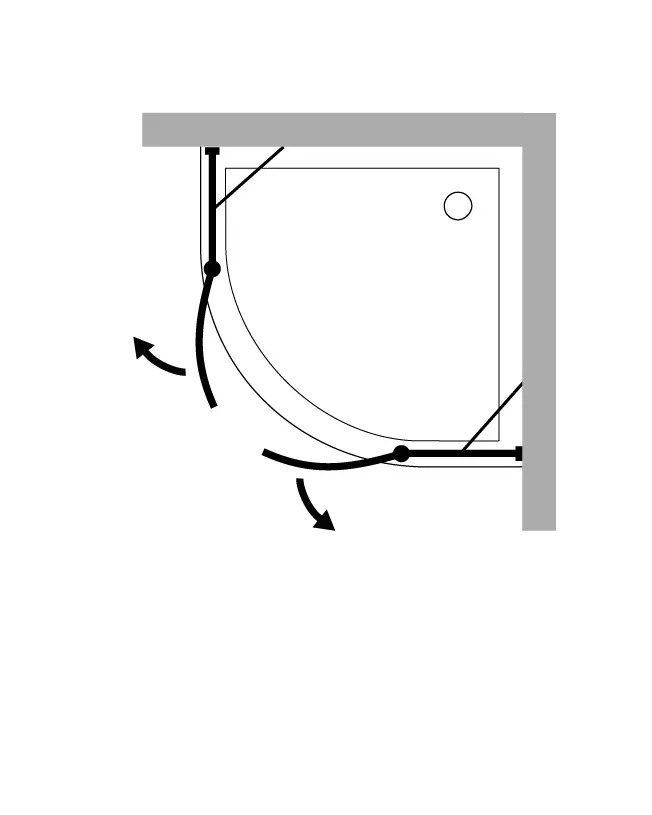 Viertelkreis-Dusche 90x90 mit 2 Türen