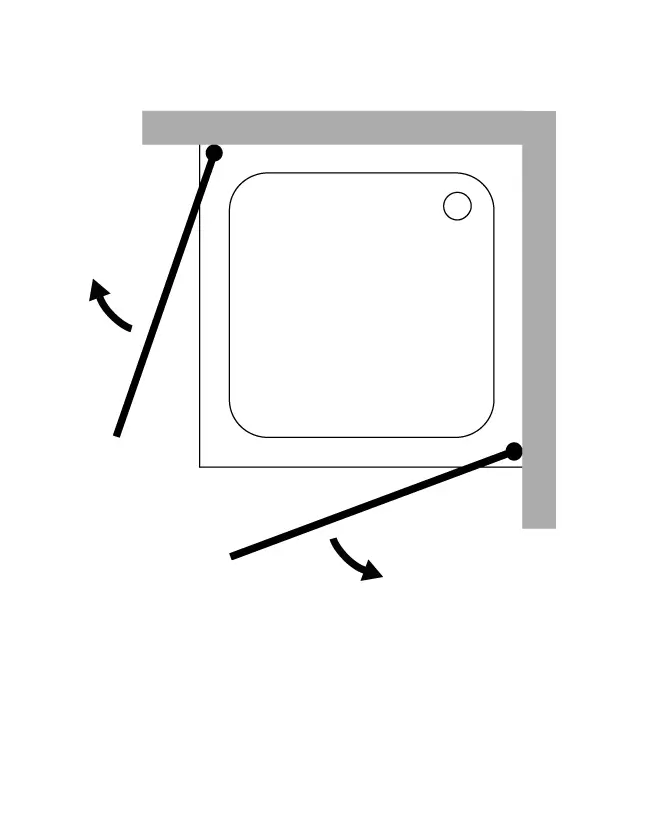 Eckdusche 80x80 mit 2 Türen an Wand