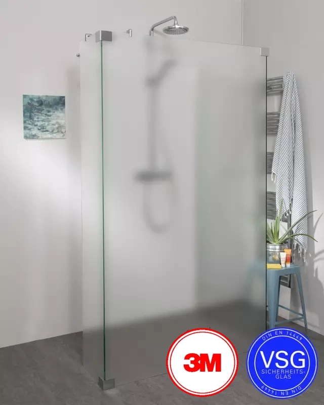 VSG Walk In Dusche zum Kleben nach Maß U Form mit Wandprofil