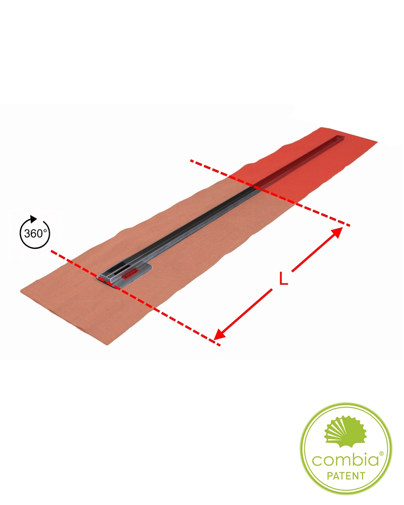 Duschrinne nach Maß Länge 30-120 cm, Ablauf seitlich, Edelstahl gebürstet