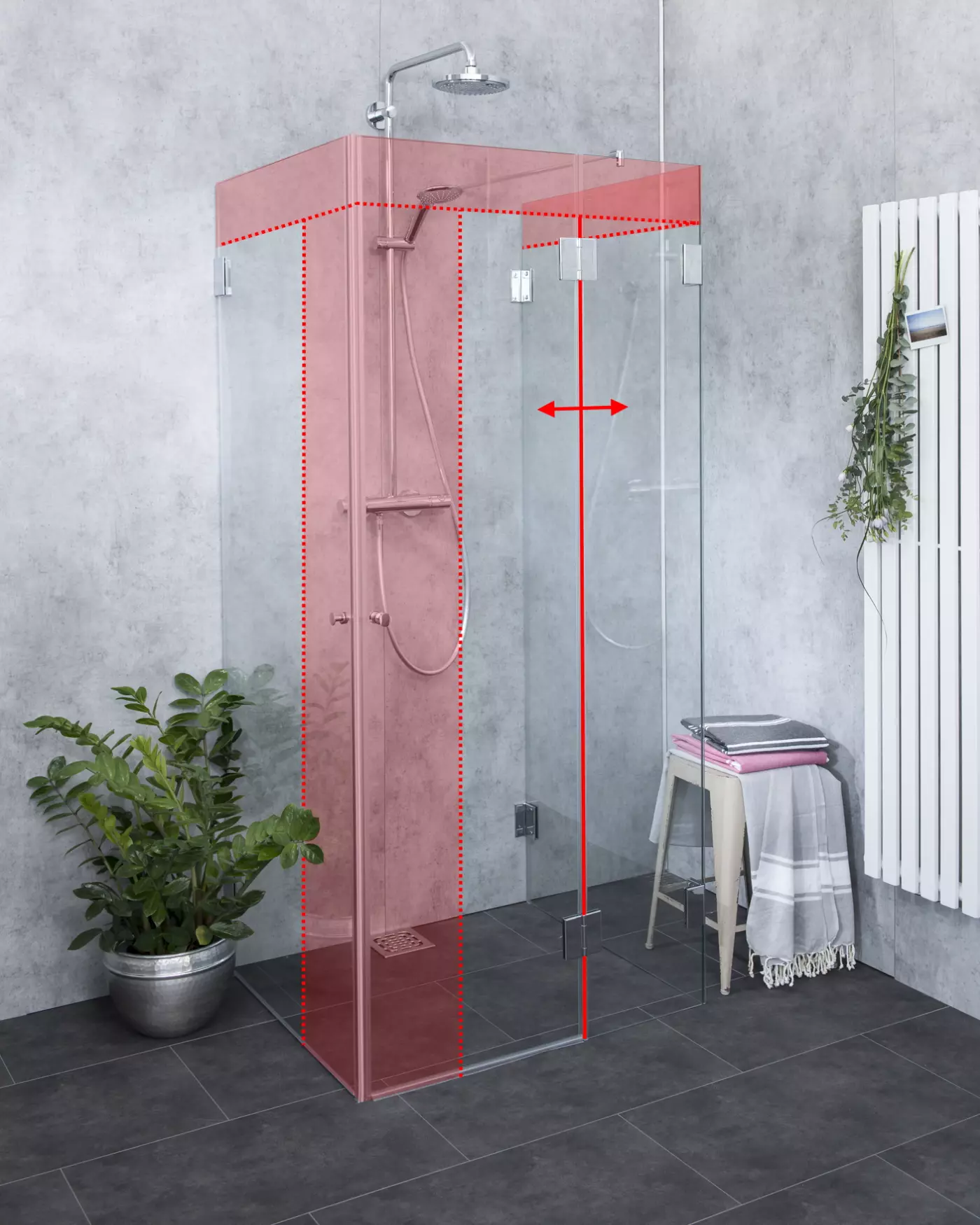 U-Form Duschabtrennung nach Maß U-Dusche