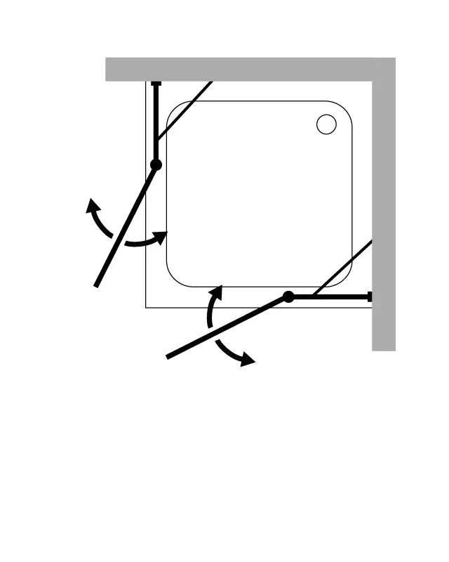 Eckdusche 100x90 mit 2 Pendeltüren, groß & Duschwanne