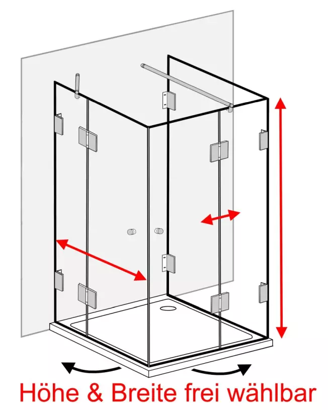 U-Form Dusche nach Maß Eckeinstieg