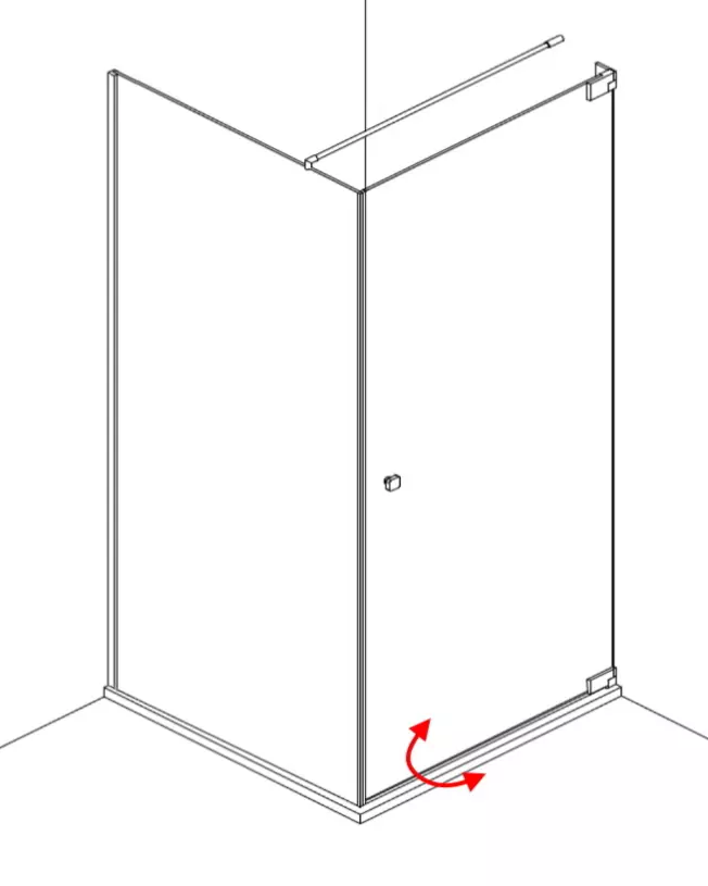 Teilgerahmte Eckdusche 80x80 Pendeltür an Wand und Festwand & Duschwanne