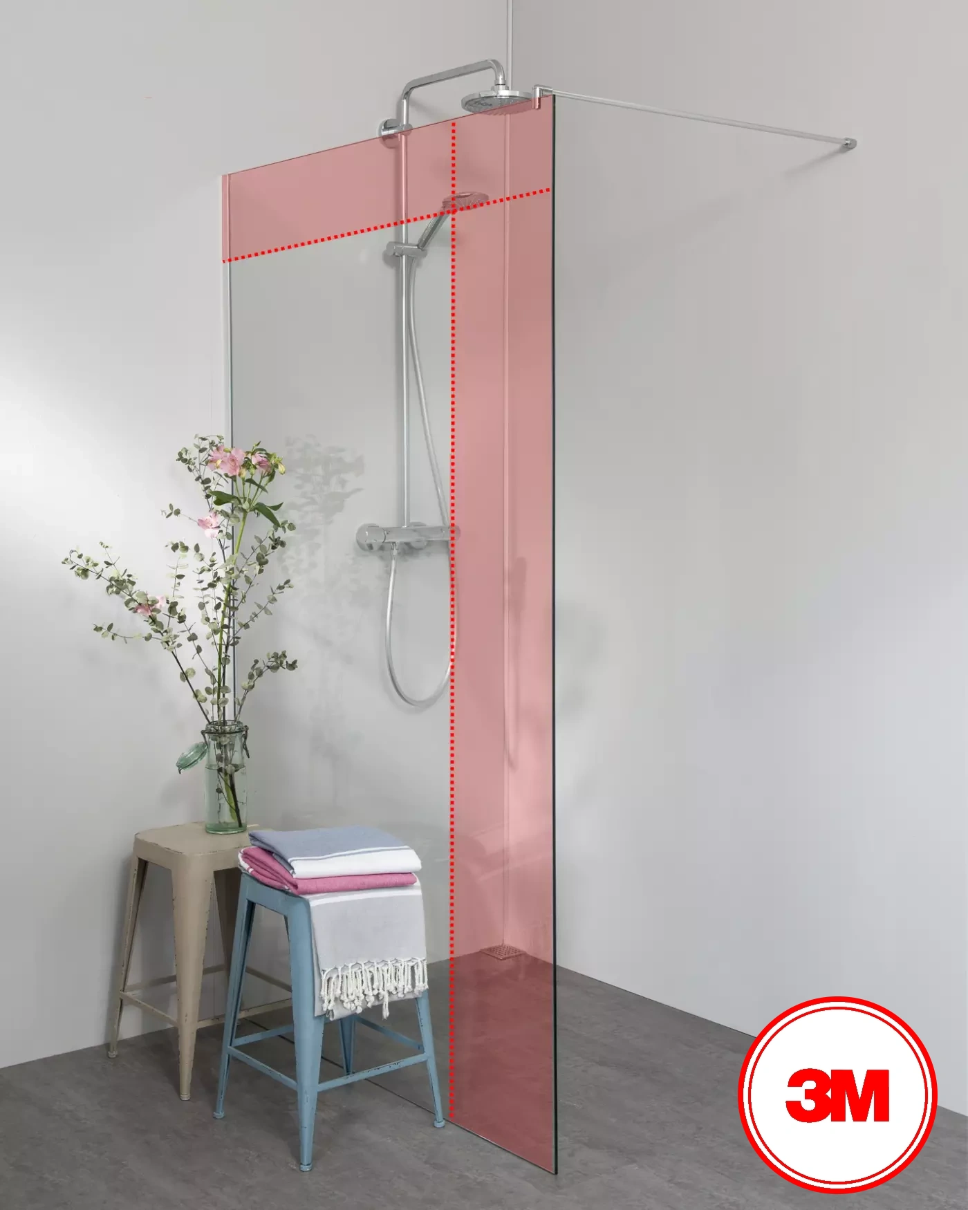 Begehbare Dusche: Duschwand zum Kleben nach Maß bis H=230 cm