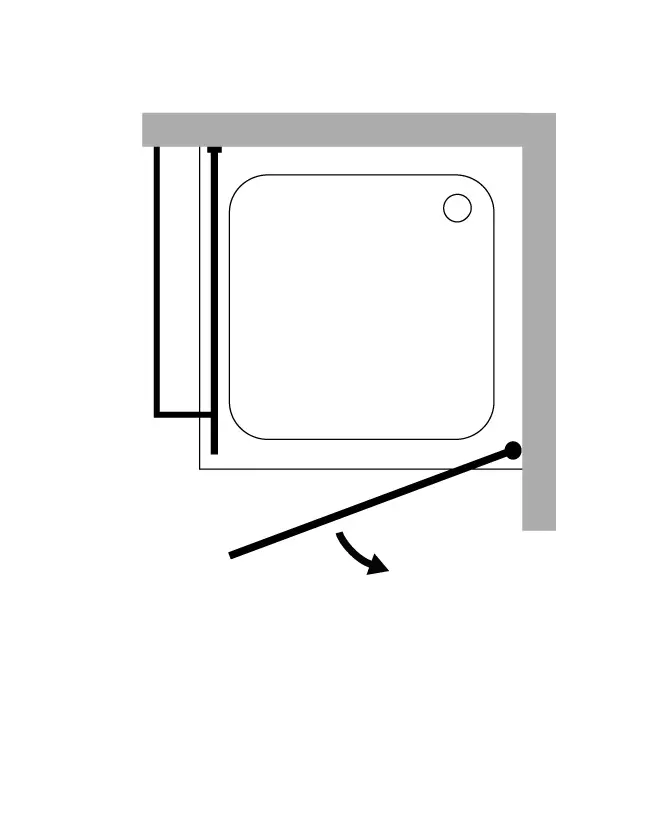 Eckdusche 75x75 mit Festwand, Tür an Wand & Duschwanne