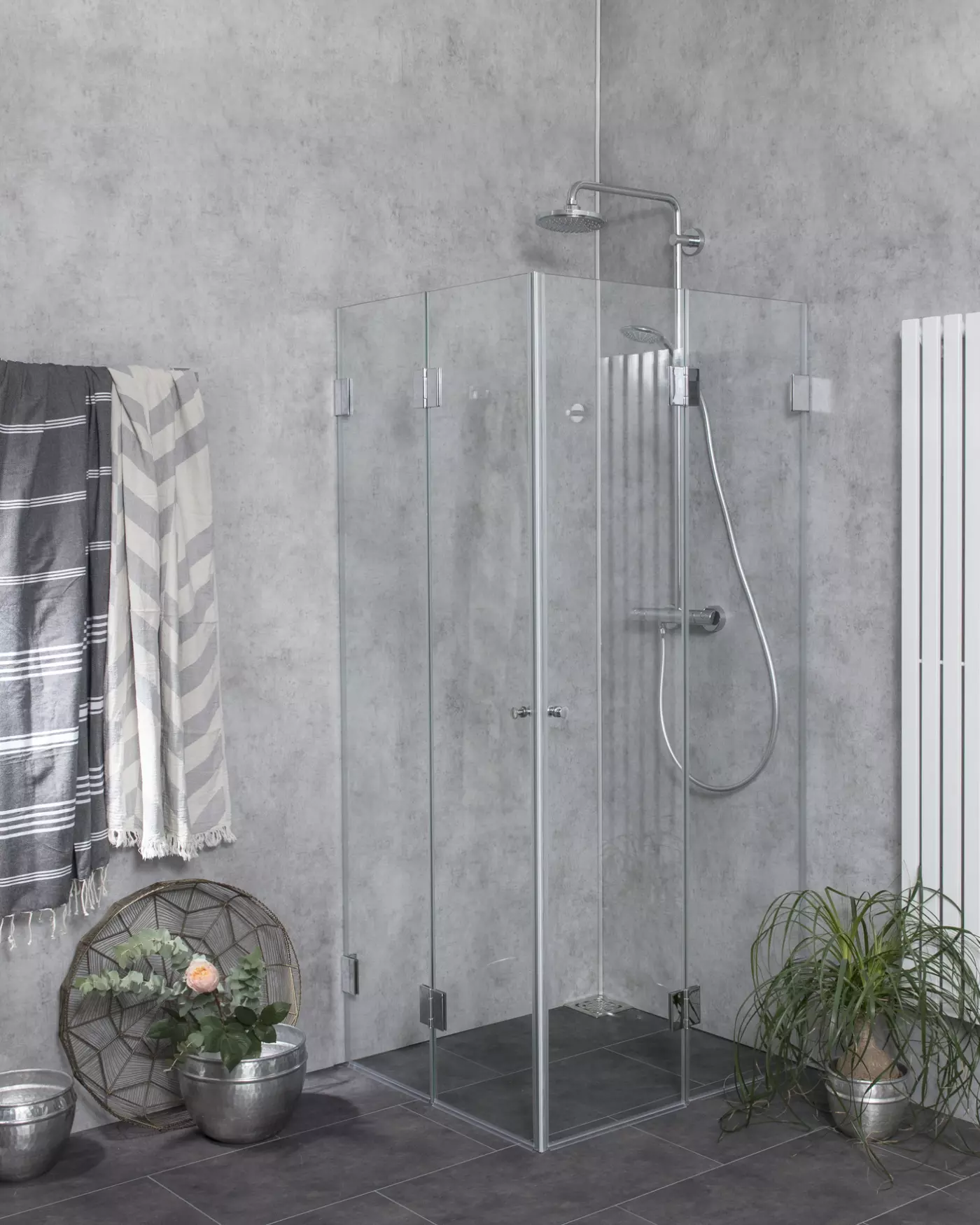Eck Falt-Dusche mit 2 Falt-Türen