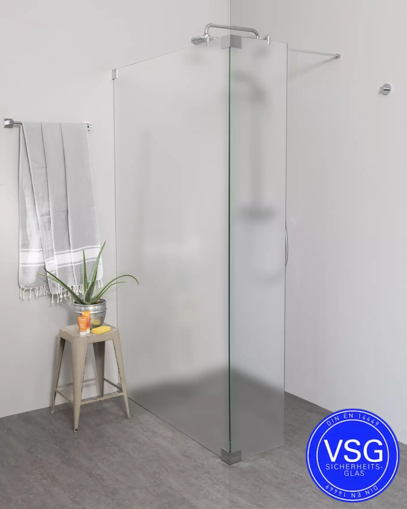 Begehbare Dusche VSG: Walk In Duschwand über Eck, Maßanfertigung