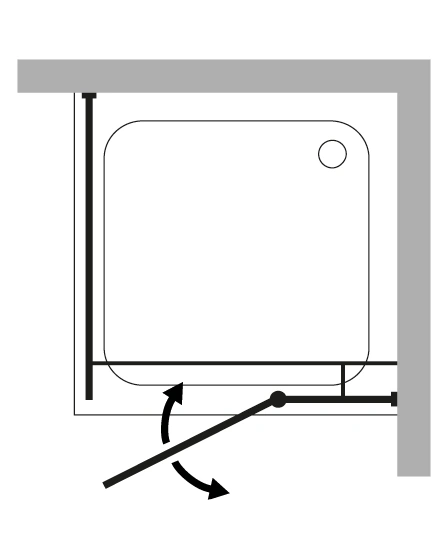Teilgerahmte Eckdusche100x90 Pendeltür an Festteil und Festwand & Duschwanne