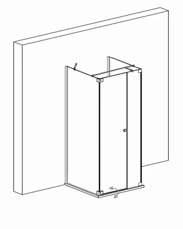 U Form Dusche teilgerahmt mit Fronteinstieg Tür über Eck an Seitenwand