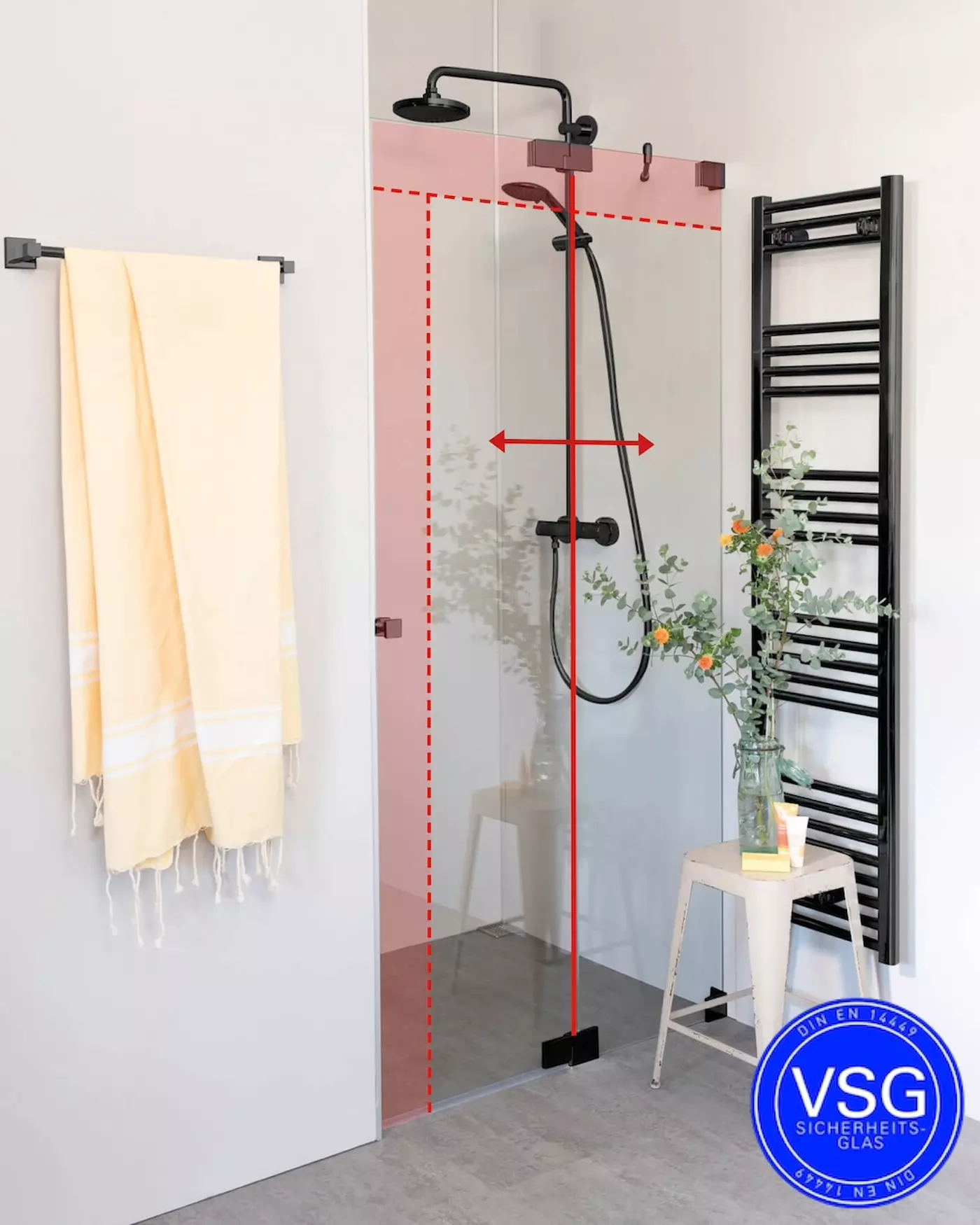 VSG Nischendusche mit Pendeltür nach Maß