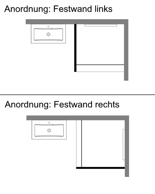 Begehbare Dusche: Freistehende Duschwand mit Klemm Profil, breit