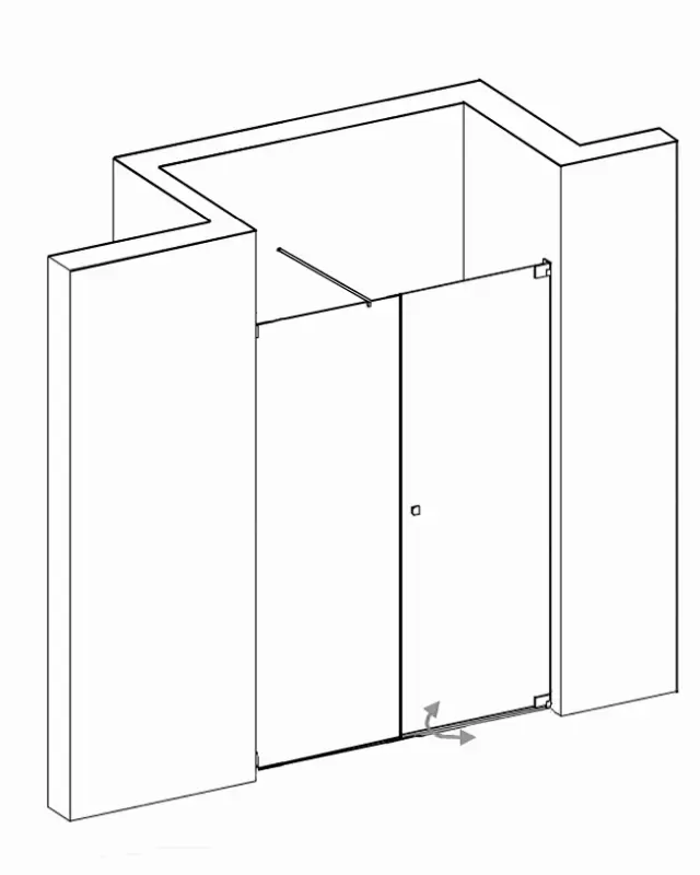 Nischendusche mit Pendeltür an Wand & Festwand, Sondermaße