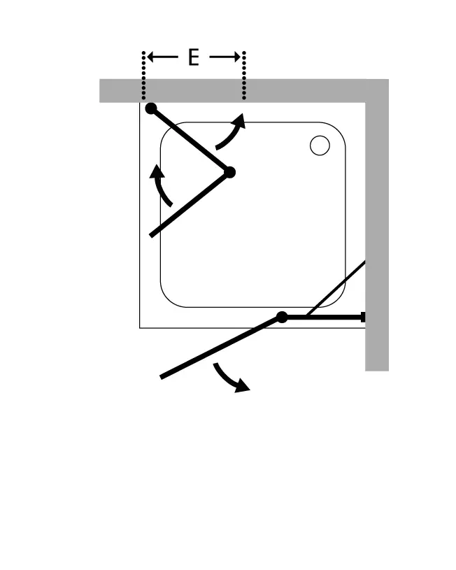 Eckdusche 90x90 Falttür & Tür an Festteil mit Duschwanne