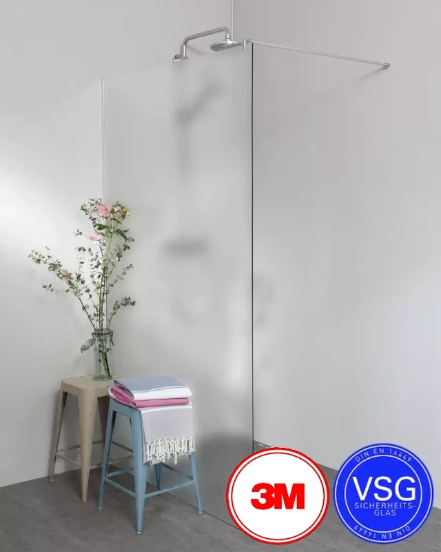 VSG Duschwand zum Kleben mit Klemmprofil Maßanfertigung bis 230 cm Höhe