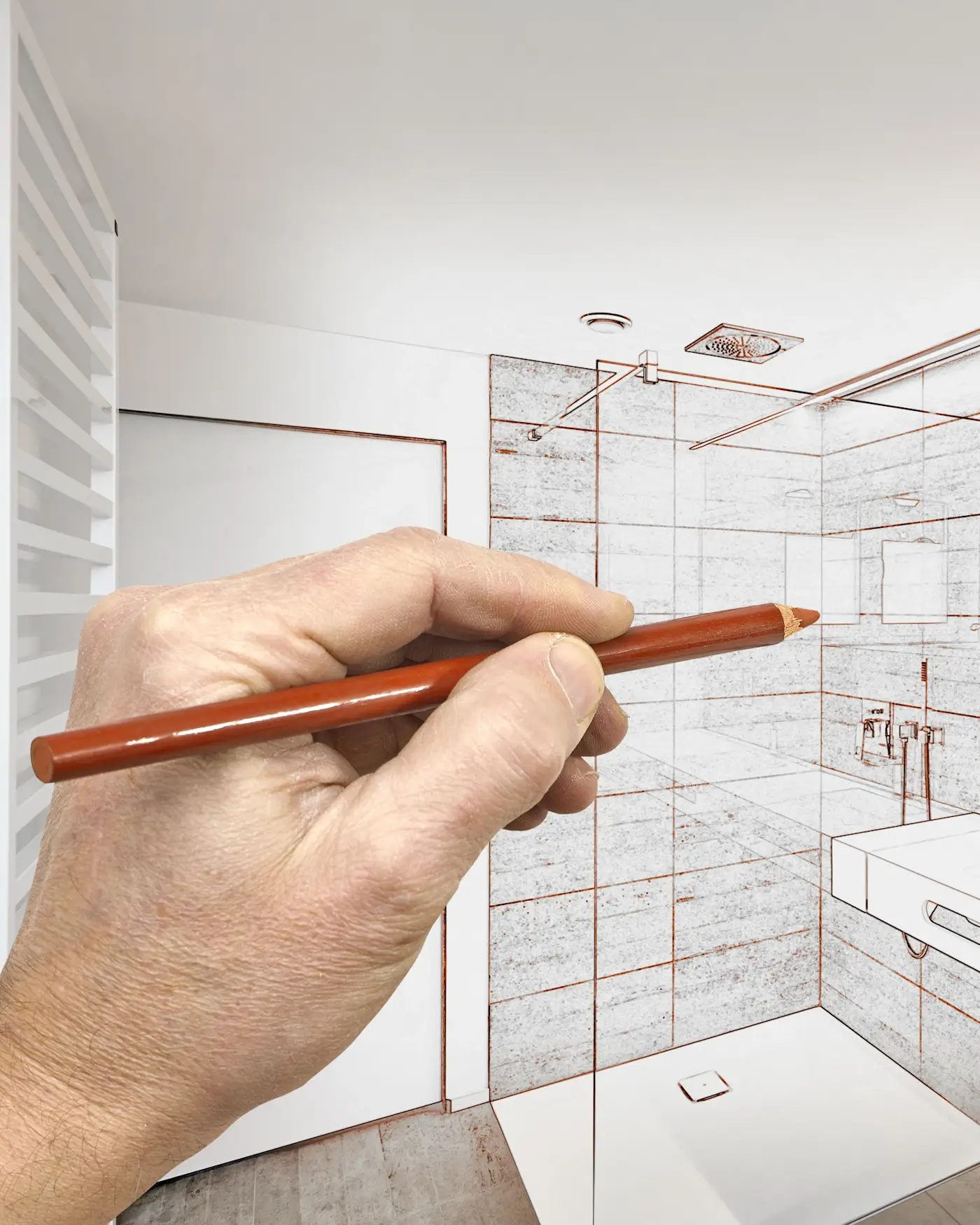 Aufmaß - Service für Dusche   fertig verfliest / montagebereit