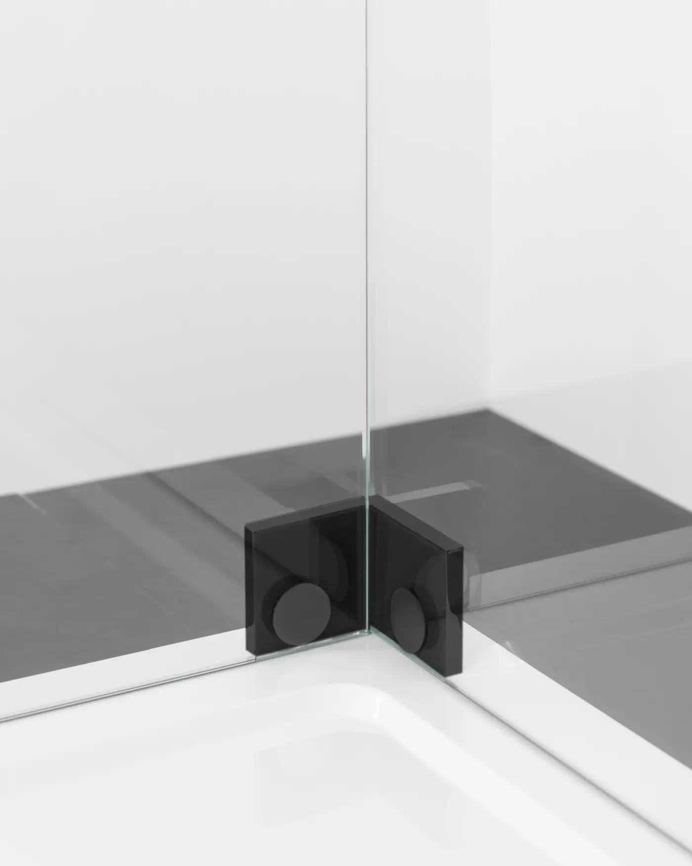 Duschkabine U Form neben Badewanne mit 2 Pendeltüren & Festwand teilgerahmt, Sondermaße