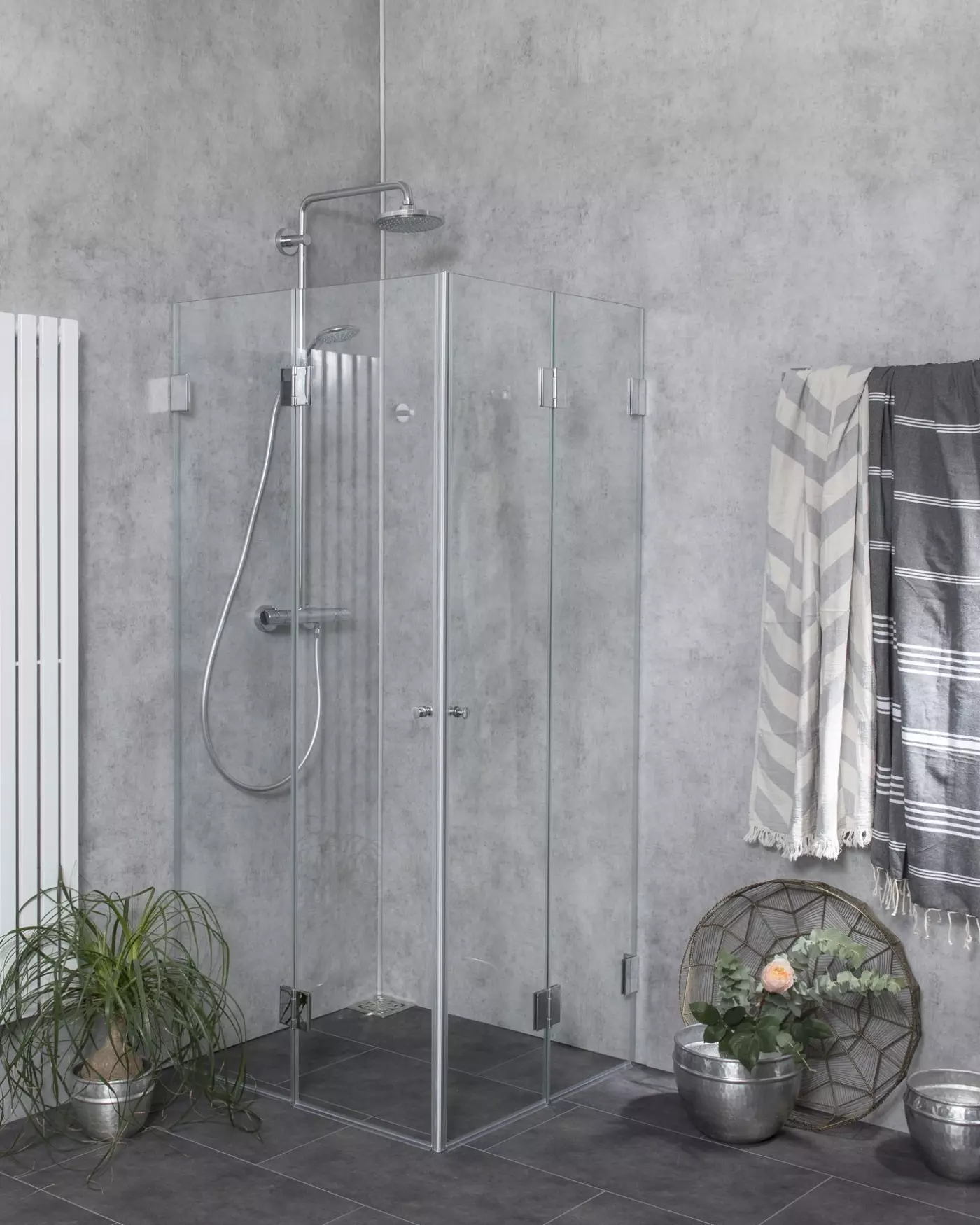 Eck Falt-Dusche mit 2 Falt-Türen