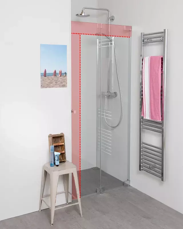 Nischendusche mit Falttür an Wand nach Maß