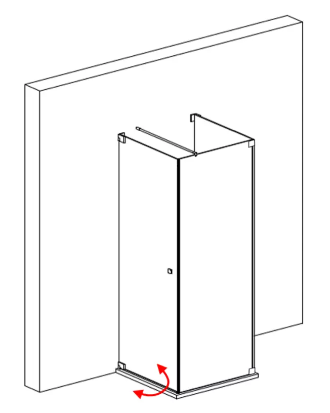 Duschkabine U Form mit Pendeltür an Wand