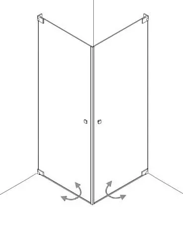 Eck Duschkabine mit 2 Pendeltüren an Wand, Sondermaße
