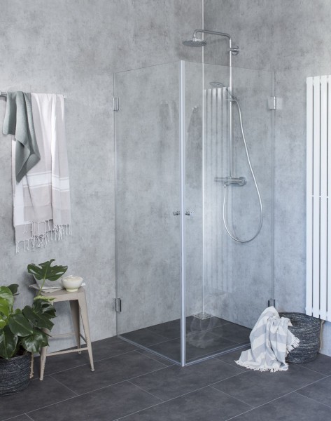 Eck-Dusche mit 2 Türen, ESG Glas, H=195cm, A1W
