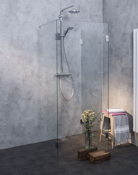 Bündige Walk-in Duschkabine ESG Glas H=195cm