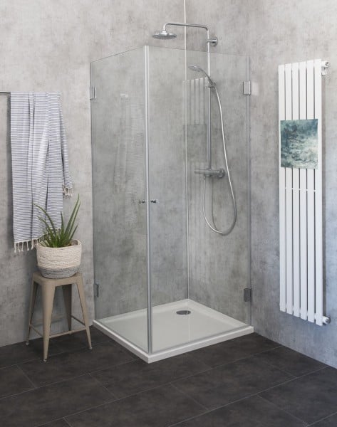 Eck-Dusche mit 2 Türen Duschkabine mit Duschwanne ESG Glas 90x90cm H=195cm