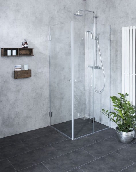 Eck Falt-Dusche mit 2 Türen ESG Glas H=195cm