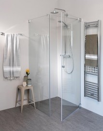 Eckdusche Pendeltür Festwand G1S Glas 