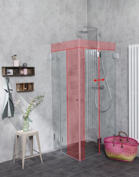 Dusche nach Maß Falttür + Tür an Festteil