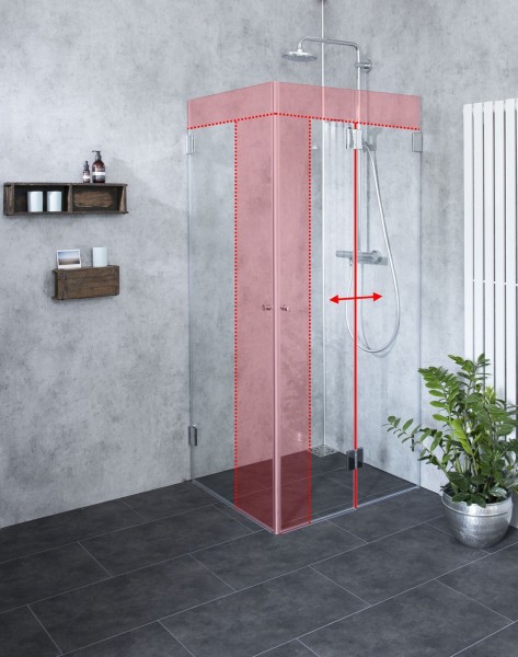 Dusche nach Maß Falttür + Außentür