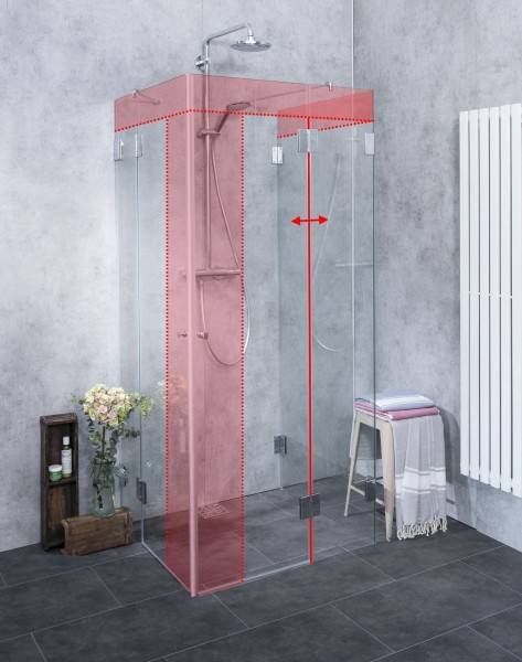U-Form Dusche nach Maß Eckeinstieg