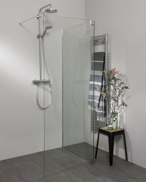 Begehbare Dusche: Walk In Duschwand mit Klemm Wandanschlussprofil , Sondermaße