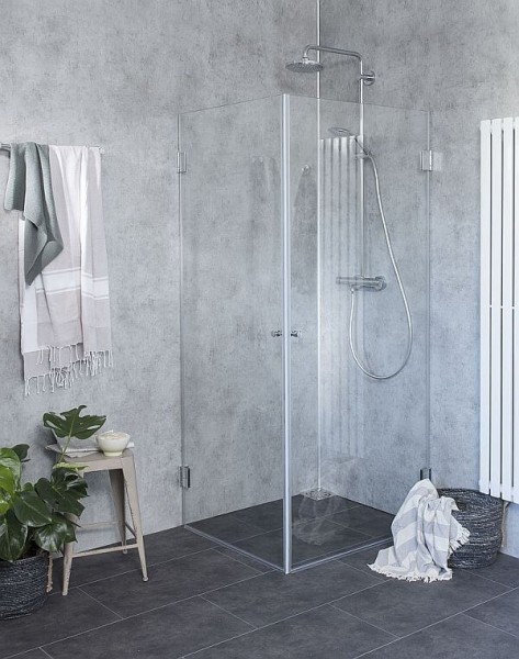 Eck Duschkabine mit 2 Türen an Wand