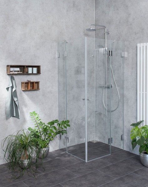 Eck-Dusche mit 2 Türen ESG Glas 90x90cm H=195cm