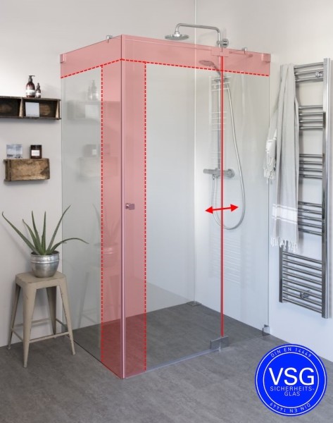 VSG Eck Duschkabine mit Pendeltür und Seitenwand nach Maß