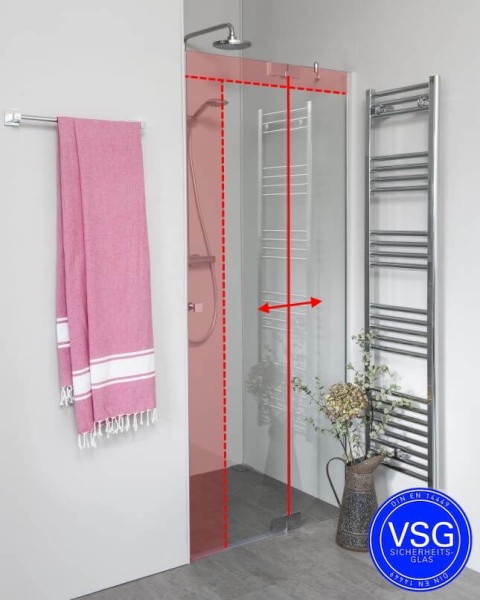 VSG Nischendusche teilgerahmt mit Pendeltür nach Maß