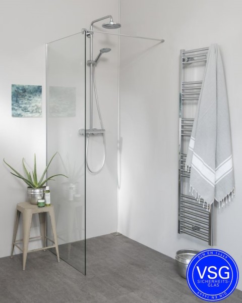 VSG Duschwand mit Klemmprofil