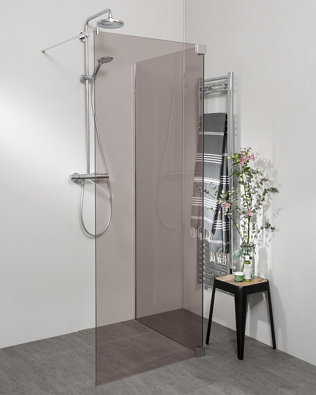 Walk In Dusche teilgerahmt Bronzeglas Maßanfertigung PXW